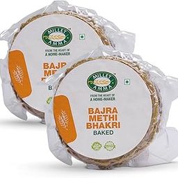 Millet Amma Baked Bajra Methi Bhakhri - 360 Gms | (Pack of 2 - Each 180 Gms) | Ready to Eat | Best Choice for Snack Time, Parties & Events | Healthy Traditional Gujarati Snacks-image-40