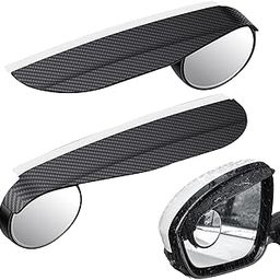 Gonama Pack-2 Car Rearview Mirror 2-in-1 Rain Eyebrow + Blind Spot Mirror, Adjustable Expanded View Reversing Mirror, Carbon Fiber Divert Rainwater Reflective Protector, Universal for Cars (Black)-10