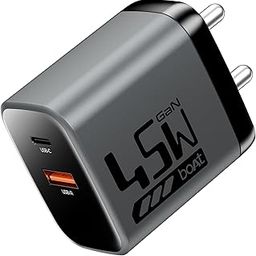 boAt 45W GaN Charger, 2 Output Ports, PD, PPS & QC 3.0, GaN Chip Tech, Auto-Detect, Compact & Lightweight, Heat & Corrosion Resistant, Smart IC Protection, Lightweight(Ash Grey)-image-55