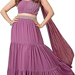 Women's Lavender Georgette Embellished Tiered Ready to Wear Lehenga Choli Set-picture-26