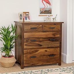 GateWay Furniture Solid Sheesham Wood Chest Of Drawers For Bedroom And Living Room (Design 3), Brown-image-72
