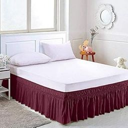 Wine Bed Skirt Wrap Around 600Microfiber with Easy Fit with 21'' Inch Tailored Drop - Shrinkage and Fade Resistant with Microfiber 21'' Bed Skirt Queen Size [60'' x 80'']-image-2
