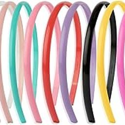 12 Pieces Premium Plastic Hairband Sports Yoga Multi Style Non-Slip Multi Colour Glossy Korean Headband Unisex Fashion Adjustable Hair Band for Women, Girls, Teens, Men-image-48