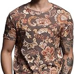 Men's Printed Round Neck Cotton Slim Fit Tshirt-image-3