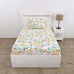 Haus & Kinder Ultrasoft Microfiber Single Bedsheet for Single Bed with 1 Pillow Cover Bedding Set Lightweight Breathable Bed Sheet Floralis Veil Château Luxe-image-0