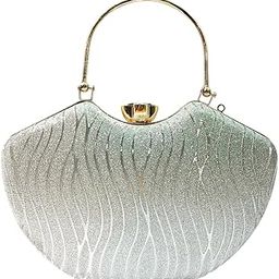 Elegant Silver Glitter Evening Clutch Handbag for Women – Structured Designer Purse with Gold Handle and Snap Closure – Ideal for Weddings, Parties, and Formal Events-image-19