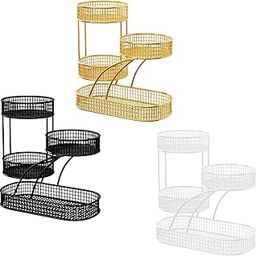 UJEAVETTE Mesh Fruit Bowl Multiuse Bedroom for Skincare Bread Snacks Fruits Vegetables gold-image-4
