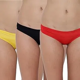 la intimo BASIICS Amor Love Antimicrobial Semi Seamless Bikini Brief Panty for Women (Pack of 3)-picture-1