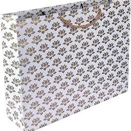 Golden Lotus Printed Gift Bags For Gifting | Weddings | Birthday | Holiday Presents (Size 12 X 4 X 15.50 Inch | Pack of 25)-image-103