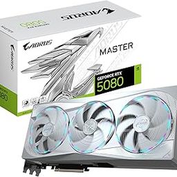 Gigabyte Aorus GeForce RTX 5080 Master Ice 16G Graphics Card - 16GB GDDR7, 256 Bit, PCI-E 5.0, 2805MHz Core Clock, 3 x DP 2.1a, 1 x HDMI 2.1b, NVIDIA DLSS 4, GV-N5080AORUSM ICE-16GD-9
