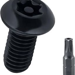 M6-1.0 x 12mm Stainless Button Torx Head Machine Screws (25 pcs), 18-8 (304) Stainless Steel Tamper Resistant Torx Drive Screws, Car License Plates Screws, Black Coated, Fayeploo (Screwdriver Bit)-image-22