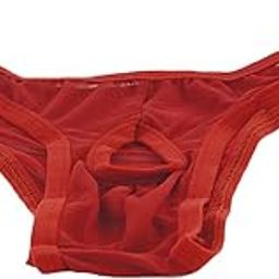 Men's Charming Mesh G-String Underwear Pouch Brief Thong Bikini Opening Panty Red-picture-34