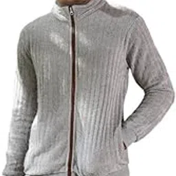campus sutra Men's Sweater | Stand Collar, Ribbed Cuff Sleeves, Zipper Closure, Ribbed-Straight Hem | Solid Fur for Casual-picture-29