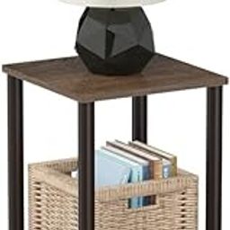 NOYOTA Wooden Decorative Bedside Table - Night Stand & End Table Organiser/Shelf DIY Space Saver Storage Organizer - Bedside Furniture for Bedroom,Living Room,Hallway Beige-image-53