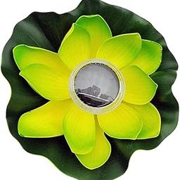 Solar Power Floating Lotus LED Light Ornament Pool Decoration Green Petals-24