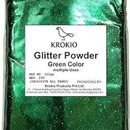 Glitter Sparkle Powder Multiple Use Shimmer Zari Powders for Decoration Resin Art and Craft Cosmetics Pack of 100 Gram (Green)-image-2