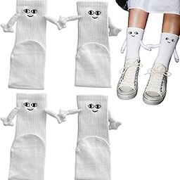 Couple Holding Hands Socks, Funny Holding Sock, Hand in Hand Socks, Black White Magnetic Couple Funny Socks-image-14