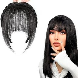 HAIR WALA™ Women Synthetic Bangs Hair Band In Extensions Natural Fringe Bang Hairbands Fаkе One Piece Straight Hair Extension Head Band Girl's (Black Color)-image-68