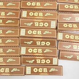 A.K.TRADERS OCB Brown Virgin Slim King Size Rolling Paper Half Box (25 BOOKLETS (800 Leaves)-picture-0