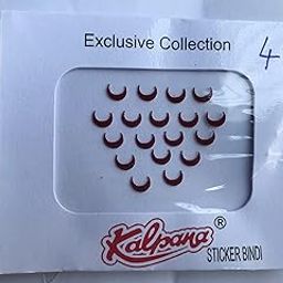 Kalpana Bindi Maroon Half Moon Shape Marathi Style Traditional Bindi Maroon Chand Bindi Sticker Bindi, Size - 4 | (Pack of 12)-image-16