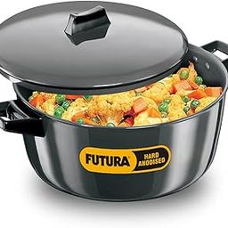 Hawkins Futura 6 Litre Cook n Serve Bowl, Hard Anodised Saucepan with Hard Anodised Lid, Sauce Pan for Cooking and Serving, Black (ACB60) (Aluminium)-image-34