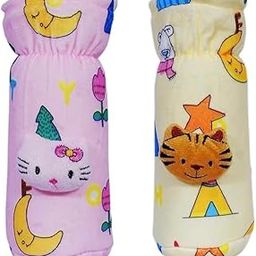 Kids Basic Soft & Durable Baby Feeding Bottle Cover with Easy to Hold Strap, Insulated Baby Milk Bottle Sleeve, Ideal for Travel & Daily Use, Baby Pink & Yellow, Pack of 2-9