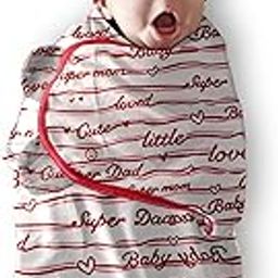 POLKA TOTS Cotton New Born Love Print Swaddle Wrap with Cap, Soft & Breathable, Adjustable Velcro, Cozy & Secure Fit for Infant Comfort, Ideal for Baby Showers & Daily Use(0-6 Months)-9