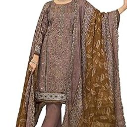 Women's Unstitched Cotton Embroidered Digital Suit Material - Cotton Embroidered Digital Print Shirt II Cotton Bottoms II Cotton Malmal Embroidered Cutwork Dupatta-picture-21