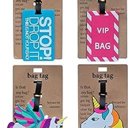Store2508 Pack of 4 Luggage/Bag/Travel ID Label Tags for Suitcase & School Bags Unicorn Identifier Name Address Label, Multicolour-2