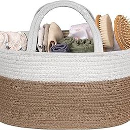 Natemia Rope Diaper Caddy Organizer│Large Portable Nursery Storage Bin and Car Travel Organizer│Tote Bag with Dividers for Diapers & Wipes with Sturdy Handles-image-73