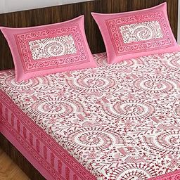 Monique Brand Present Bedsheet for Double Bed | Jaipuri Rajasthani Cotton Bed Sheet | 1 King Size bedsheet with 2 Pillow Cover | 144 TC Jaipuri Prints Flat Double Bed Bedsheet Cotton-2