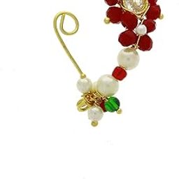 Anuradha Art Red Colour Stylish Maharashtrian Nath |Clip-On Nose Pin,Pressing Nath for Women-image-54