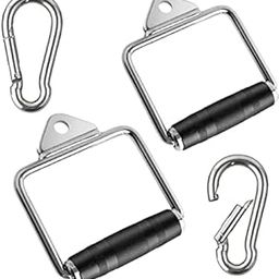 HR Sports & Fitness Heavy Duty Stainless Steel Gym D Handle Pair with Rubber Grip and Chrome Finish-picture-2