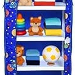 HEGZI Baby Wardrobe Plastic Multipurpose 6 Shelve, Foldable, (Unbreakable Material) (Teddy Blue)-image-9