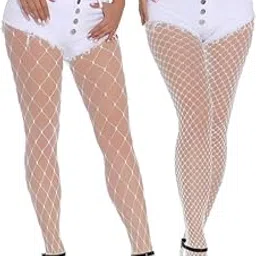ketkar Women's Fishnet Pattern Mesh Pantyhose Stockings (Pack 0f 1) _White-picture-40