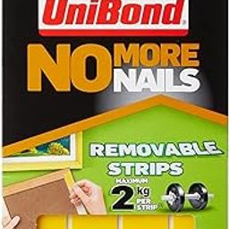 Unibond No More Nails, Translucent & Removable Adhesive Strips, Double Sided and Ideal for hanging photo frames,hooks,car number plate, Can hold up to 2kg, DIY, Fast & Easy mounting Pack of 10-55