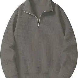 kajaru Men's Textured Half-Zip Short Sleeve Sweatshirt - Casual Summer Pullover Top-picture-3