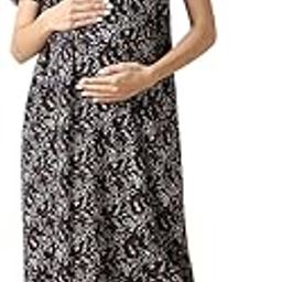 Women's Cotton Blend Maxi Maternity Nighty/Feeding Nighty/Pregnancy Night Gown/A-Line Nursing Nighty with Zippers for Nursing Pre and Post Pregnancy-image-92