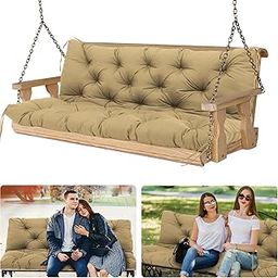 Porch Swing Cushions Outdoor 48 inch Swing Replacement Cushions Thicken 5" Waterproof Bench Cushion with Backrest Swing Cushions for Outdoor Furniture Patio Garden Backyard (Khaki 48x40x5inch)-image-77