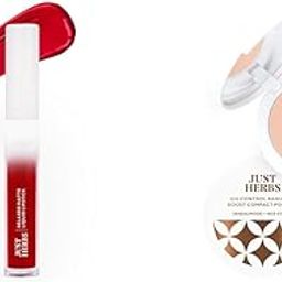 Just Herbs Relaxed Matte Liquid Lipstick Lip colour for Women & Just Herbs Oil Control Radiance Booster Age Defying Compact Powder for face Makeup 9g (Porcelain) Combo-10
