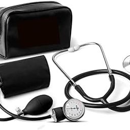 3S Aneriod Type Sphygmomanometer With Stethoscope, Manual Arm Blood Pressure Monitor, Large Analog Dial, Adjustable Cuff, Stethoscope,Black-29