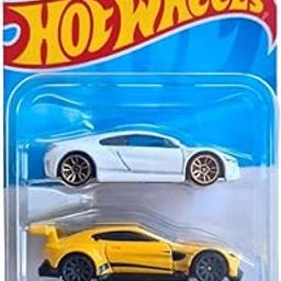 Hot Wheels 2 Cars Pack 17 Acura NSX and Aston Martin Vantage GTE Die-Cast Vehicle by Small CLAP for 3 Years & Above (WhiteYellow)-image-94
