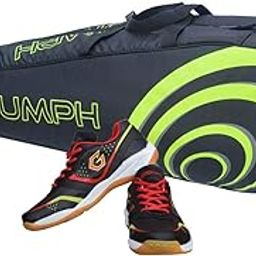 Badminton Shoe Smash Black Size-11 Kids with Triumph Badminton Bag 304 Black/Lime-image-58