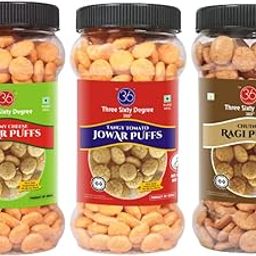 360 Jowar and Ragi Puffs Slow Roasted Creamy Cheese, Tangy Tomato, and Chutney | High Protein | Namkeen | Maida Free | Baked Not Fried | Combo of 3X80 gram-image-96