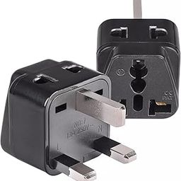 Adaptro India to UK Plug Adapter – Type G Converter for London, UAE, Hong Kong, Singapore, Malaysia and Ireland – 13A 2 in 1 Universal Travel Adapter for Mobile, Laptop, Camera – Black, 2 Pack-4
