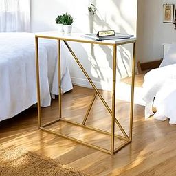 SHALIGRAM ARTS Iron Frame and Wooden Top Frame Console Table for Living Room Iron Entryway Table Wooden Furniture for Home, Office and Hotels (Golden and White)-image-24