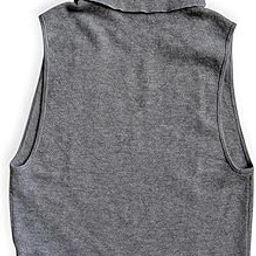 Cotton Turtleneck Vest, Grey, Knitted for Women and Girls-image-43