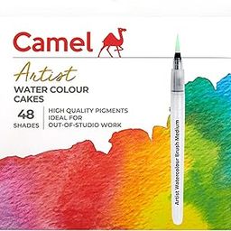 Camel Camlin Kokuyo Artist Water colour Cake Set 48 Shade, Non-Toxic, (48 Shade & Watercolour Brush)-image-35