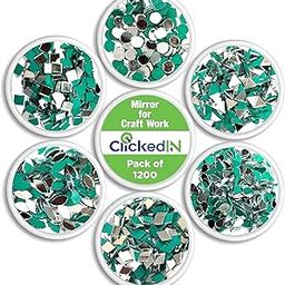 Glass Mirror for Craft Work(Pack of 1200 Mirrors),Lippan Art Materials Kit Mirrors,Decorative Small Pieces for DIY Crafts Works,Round,Diamond,Square,Triangular,Framed,Clear,Wall Mount-0