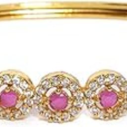 Gold Plated Cubic Zirconia Studded Kada For Women-ZPFK9212-11